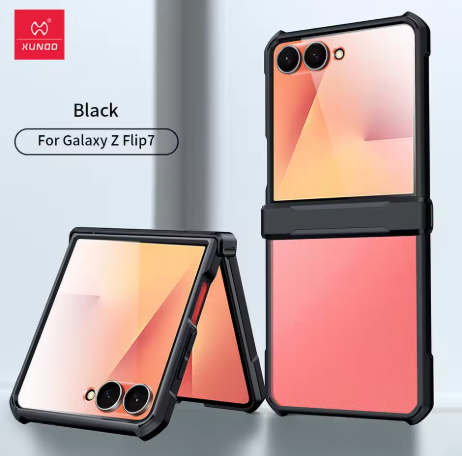 Xundd For Samsung Galaxy Z Flip 7 5 Z Flip 6 7 5G Case Airbag Shockproof Acrylic+TPU+Glass Back Cover For Flip5 z플립 5 7 케이스