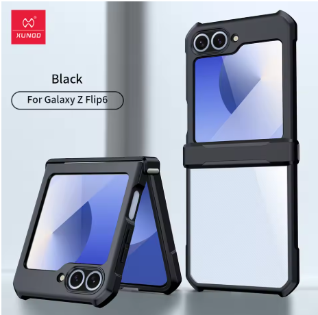Xundd For Samsung Galaxy Z Flip 7 5 Z Flip 6 7 5G Case Airbag Shockproof Acrylic+TPU+Glass Back Cover For Flip5 z플립 5 7 케이스